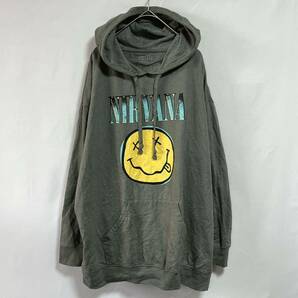 ニルヴァーナ（Nirvana） スウェット パーカー プルオーバー ビッグロゴプリント ロックバンド レディース サイズ2XL オーバーサイズの画像1