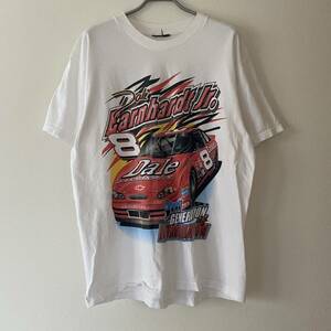 古着 Vintage 00s NASCAR Dale Earnhardt Jr All Over Print Tee L White デイル アーンハート ナスカー レーシング Tシャツ Y2k ホワイト