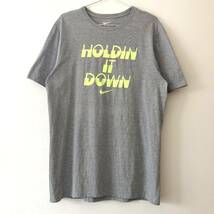 USA古着 Nike Holdin It Down Tee L Grey Volt ナイキ Tシャツ グレー ボルト イエロー アメリカ古着_画像3