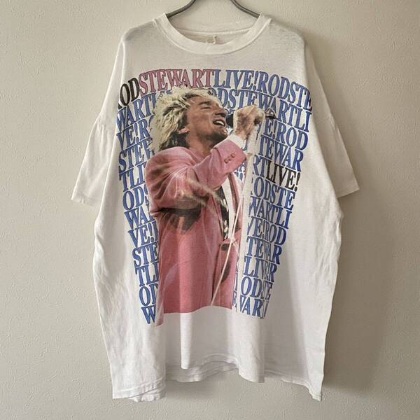 レア 古着 Jerry Lorenzo着用 Vintage 1989 Rod Stewart Lost In America Tour Tee White ロッドスチュアート Tシャツ band rap ラップT