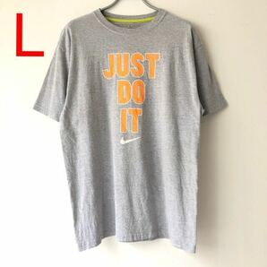 アメリカ古着 USA古着 Nike Just Do It Tee L Grey Orange ナイキ Tシャツ グレー オレンジ 半袖Tシャツ ロゴTシャツ