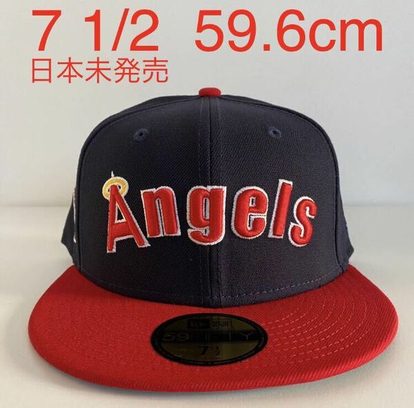 新品 New Era ツバ裏グリーン LA Angels Retro Jersey Script Cap Navy Red 7 1/2 59.6cm ニューエラ エンゼルス キャップ ネイビー レッド