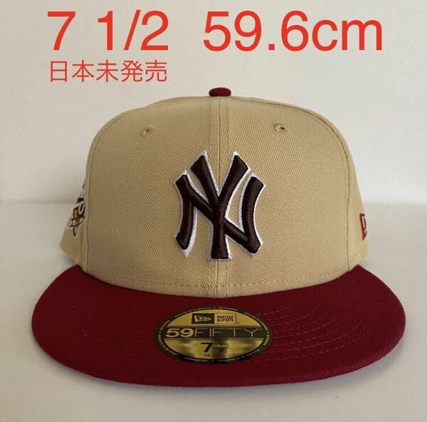 新品 New Era ツバ裏グレー NY Yankees 2Tone Khaki Red Cap 7 1/2 59.6cm ニューエラ ヤンキース 2トーン カーキ レッド キャップ 帽子