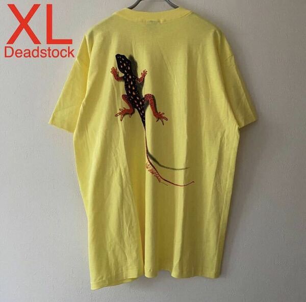 レア 古着 90s Vintage Marlboro Lizard Tee Yellow XL Rap ビンテージ ラップT マルボロ トカゲ ポケット Tシャツ タバコ イエロー 