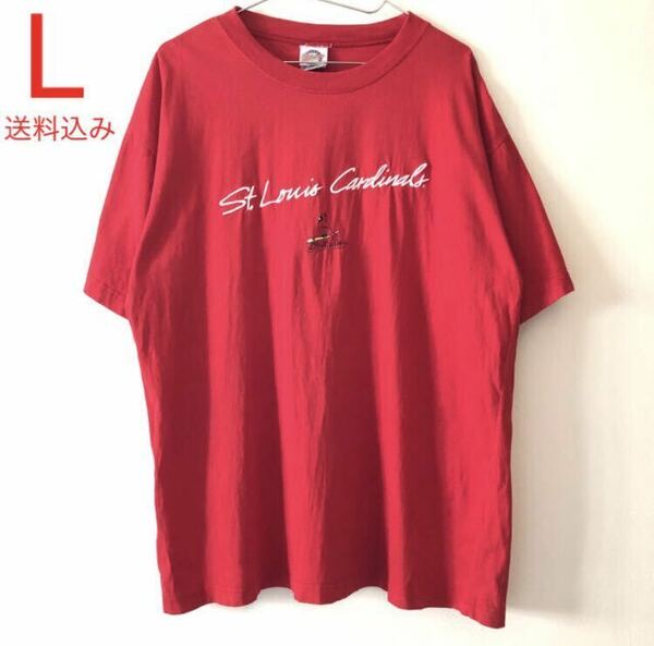 古着 USA古着 MLB St. Luis Cardinals Logo Tee L Red メジャーリーグ カーディナルス Tシャツ Red レッド アメリカ古着 刺繍