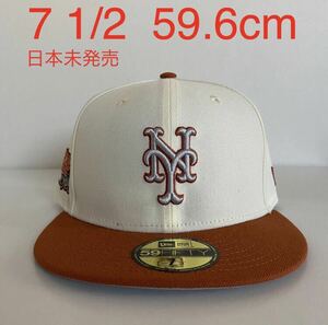 新品 New Era ツバ裏グレー NY Mets 2Tone Off White Burnt Orange Cap 7 1/2 59.6cm ニューエラ メッツ 2トーン オフホワイト キャップ