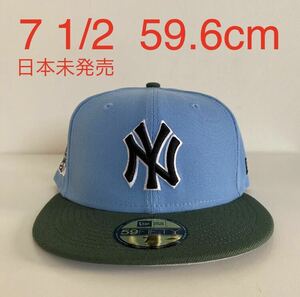 新品 日本未発売 New Era ツバ裏グレー NY Yankees 2Tone Blue Green Cap 7 1/2 59.6cm ニューエラ ヤンキース ブルー グリーン キャップ