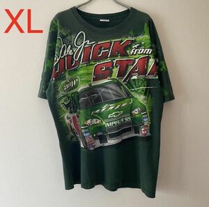 古着 Vintage 00s NASCAR Dale Earnhardt Jr All Over Print Tee XL Green デイル アーンハート ナスカー レーシング Tシャツ Y2k グリーン