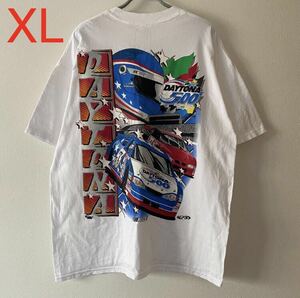 古着Y2K Daytona 500 NASCAR Promo Tee XL White Band Rap Tシャツ ナスカー デイトナ レーシング ビンテージ