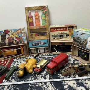 当時物 大量 ブリキ 箱付き まとめて 戦車 パトカー おもちゃ 玩具 乗り物 自動車 日本製 当時物 昭和レトロ ビンテージ ヨネザワ プルートの画像1