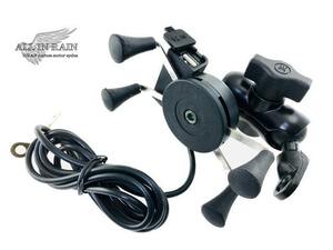 送料無料【ALL-IN-RAIN】バイク用携帯充電ホルダー USB付 Motorcycle mobile charge holder