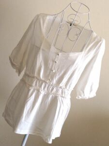 フリル&レース飾り半袖ブラウス　春服夏服秋服　Lサイズ　極美品