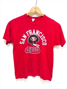 80’s ビンテージ champion チャンピオン 100％コットン SAN FRANCISO 49ers Tシャツ フットボール NFLチーム 赤 USA製 半袖 L 男女兼古着