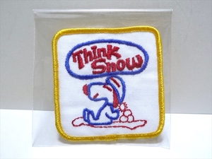 70’ｓ ビンテージ SNOOPY スヌーピー Think Snow ワッペン 7.6cm×7.8cm 四角 デッドストック 未使用 