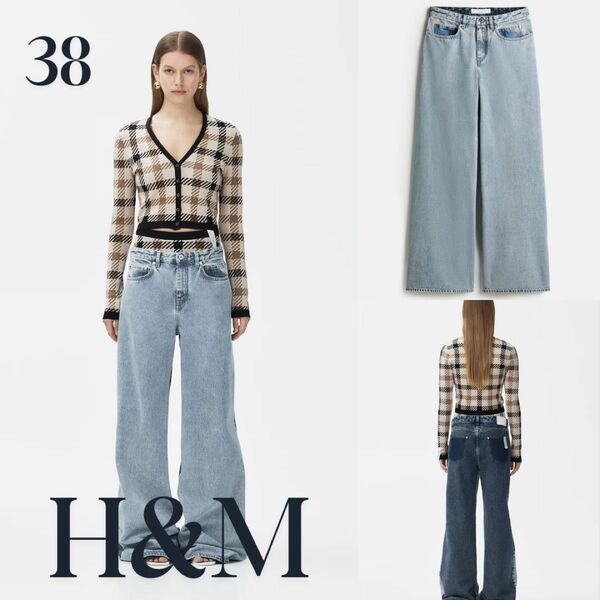 rokh H&M　ツートーンバギーデニム　38