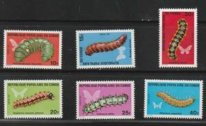 （コンゴ）1971年毛虫6種完、スコット評価20ドル（海外より発送、説明欄参照）