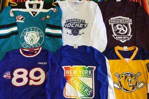 LST-MIX5 hockey jersey college series print MIXY1~ Vintage US old clothes . set trader set sale 