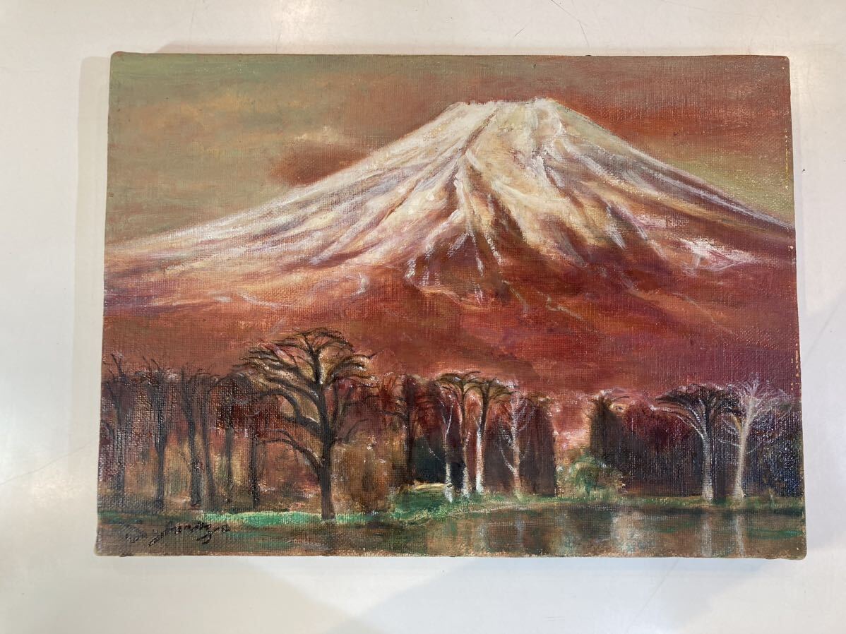 Unused Shibata Yonezo Red Fuji Oil painting F4 size Guaranteed to be genuine Landscape painting Member of the Japan Art Academy Member of the Independent Art Association No frame, Painting, Oil painting, Portraits