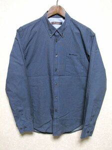 ★美品★Ben sherman ベンシャーマン 長袖 総柄 シャツ XL★ライトブルー ボタンダウン 100%コットン トップス 英国ブランド UK イギリス