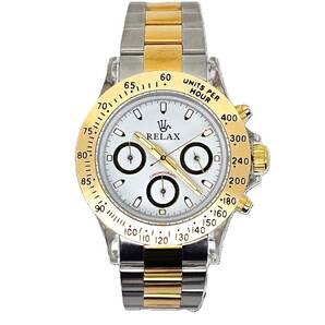 【即決大特価】RELAX リラックス 王冠ロゴ D26-MGS カスタム腕時計 クロノ イエローゴールド 上品で大人っぽさを感じて頂ける御時計の画像1