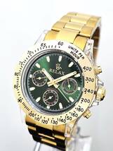 【即決大特価】RELAX リラックス 王冠ロゴ D28-FGS カスタム腕時計 クロノ 鮮やかなグリーンカラーが大変魅力的なモデル グリーン_画像3