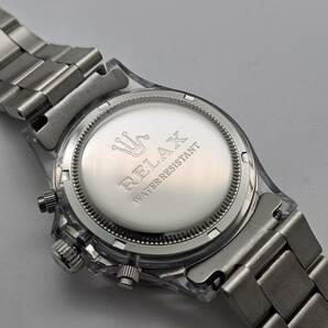 【1円】RELAX リラックス 王冠ロゴ D8-S カスタム腕時計 クロノ 爆発的な人気のあるモデルの一つ御時計 黒文字盤 所ジョージの画像6