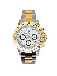 【即決大特価】RELAX リラックス 王冠ロゴ D26-MGS カスタム腕時計 クロノ イエローゴールド 上品で大人っぽさを感じて頂ける御時計