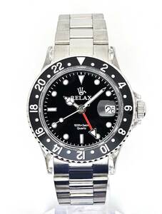 【即決大特価】RELAX リラックス 王冠ロゴ GMT11-S カスタム腕時計 GMT 黒/黒 24H回転ベゼル 世田谷ベース 所ジョージ 新品