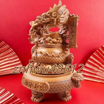 竜 金運祈願 風水黄金龍 昇龍 少量生産品 金運アップ グッズ 金運上がる置物 風水グッズ玄関龍 辰年 干支辰グッズ花梨木 昇運 25X25X31cm_画像2