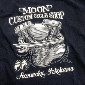 ★ムーンアイズ MOON Custom Cycle Shop パンヘッド Tシャツ - L 黒 MOONEYES 正規品 デュオグライド FLH1200 鍋 ナックルヘッド