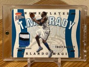 【 175枚限定 GU Patch 】Tracy Mcgrady 2002-03 Fleer Platinum Name Plates /175 Game Worn 3-Color Patch Magic Rockets HOF NBA