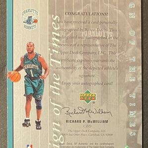 【 SP Auto 】 Baron Davis 1999-00 SP Authentic Sign Of The Times On Card Auto Hornets 直筆サインカード NBAの画像2