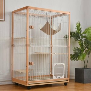  cat cage cat cage 2 step wooden frame hammock attaching spacious large cat gauge feeling of luxury The Aristocats house cat [ natural ]