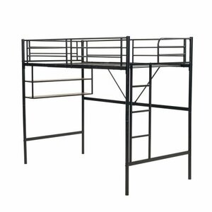 [ black ] loft bed pipe bedside shelves attaching single bed tree storage Northern Europe manner child part shop steel enduring .