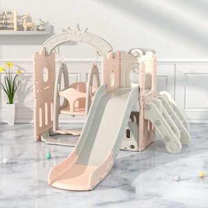  slipping pcs slide swing swing large playground equipment storage Space slider interior Kids Kids park child basket goal Pink