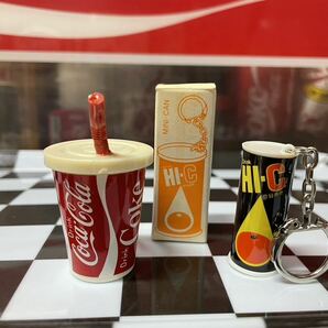 ★Coca-Cola Coke コカコーラグッズ ビンテージ雑貨 キーチェーン  カップ入りコカコーラ&HI-Cオレンジ 昭和レトロの画像2