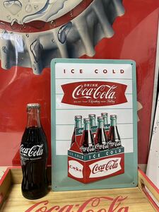 ★Coca-Cola Coke コカコーラグッズ ビンテージ雑貨 インテリア看板　長方形ティンサイン　エンボス　