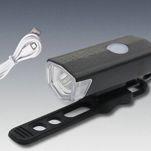 ブラック 自転車ライト 黒 USB充電式 LEDの画像1