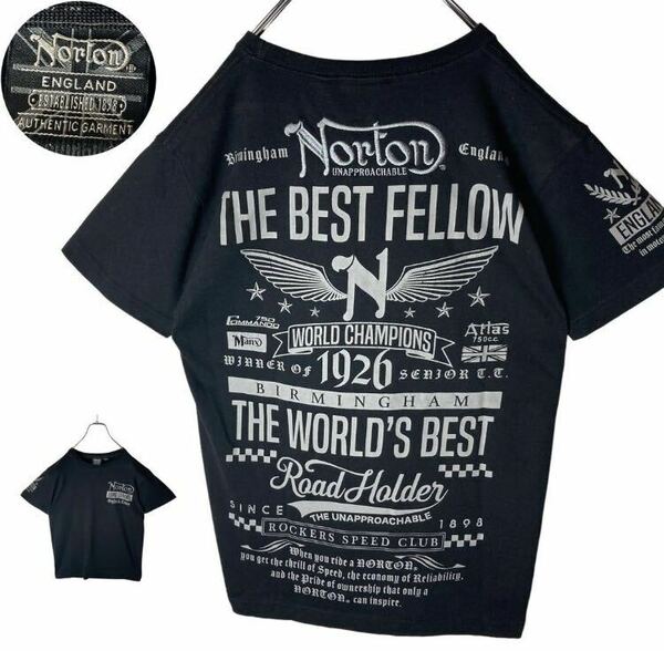 グッドデザイン！Nortonノートン刺繍＆プリントTシャツ ブラック