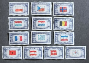 アメリカ 1943~44年 連合国の国旗シリーズ 13種完 NH