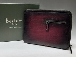 極美品 BERLUTI カリグラフィ スクリットレザー クラッチバッグ ボルドー メンズ セカンドバッグ ベルルッティ 福井県質屋の質セブン