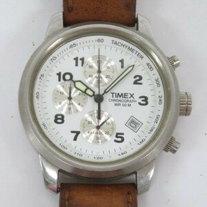 ♪tyom 1324-1 192 稼働品 TIMEX タイメックス SR927WCELL メンズ クオーツ 腕時計 ホワイト文字盤 クロノグラフ 腕周り約18.5㎝