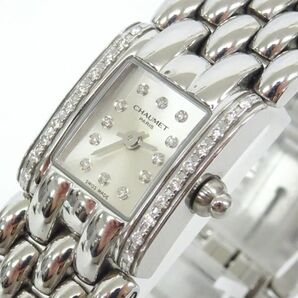 tykh333 稼働品 CHAUMET ショーメ ケイシス ブレス腕時計 ダイヤベゼル 10Pダイヤモンド16651 シルバー文字盤 ジュエリーウォッチ 箱コマ付の画像1