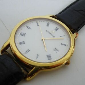 ♪tykh 1266-5 201 稼働品 ETERNA エテルナ 2100.22 ホワイト文字盤 腕時計 スイス製 クォーツ式の画像2