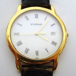 ♪tykh 1266-5 201 稼働品 ETERNA エテルナ 2100.22 ホワイト文字盤 腕時計 スイス製 クォーツ式の画像1