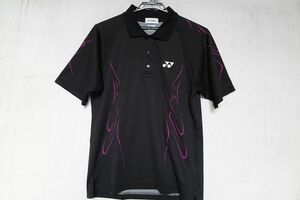 YONEX/ヨネックス/半袖ポロシャツ/ユニフォーム/Very Cool/速乾性素材/紫ラインプリント/テニス/卓球/黒/ブラック/Mサイズ(4/9R6)