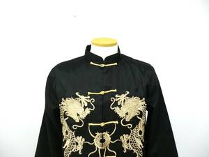 Xuan tang tops tea ina tea ina clothes black gold embroidery dragon gold cord M size black gold Y-420.