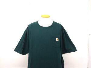 carhartt　カーハート　半袖Tシャツ　無地　大きいサイズ　モスグリーン　2XL　夏　メンズ　Y-592お