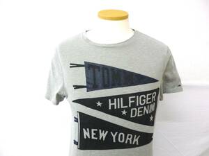 TOMMY HILFIGER　トミーヒルフィガー　半袖Tシャツ　ロゴ入り　シンプル　グレー　XS　夏　メンズ　Y-539う