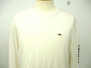 TOMM JEANS　トミージーンズ　長袖Tシャツ　胸ロゴマーク　ワンポイント　デザイン性　ホワイト　L　春秋冬　メンズ　Y-638あ